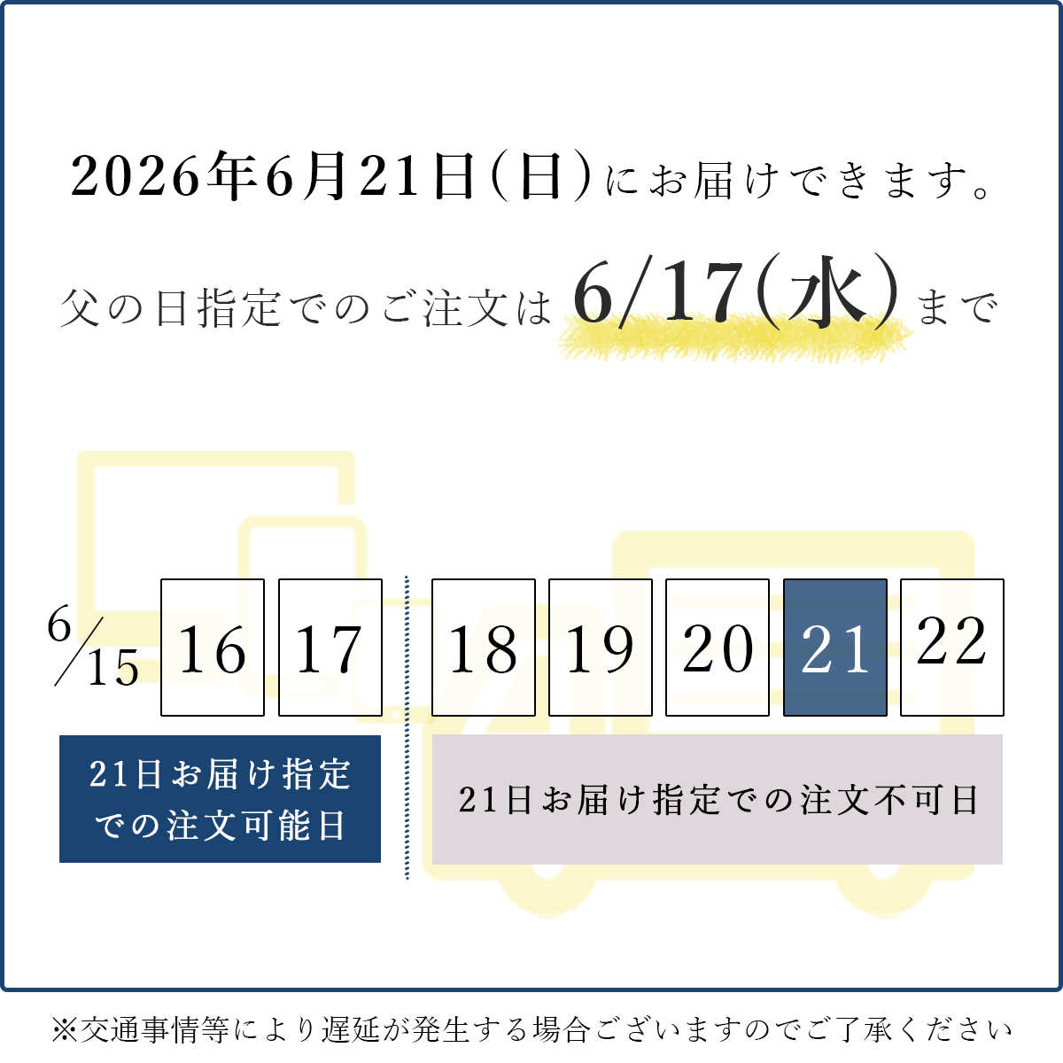 父の日についての紹介と当日お届けの場合の最終受注日について