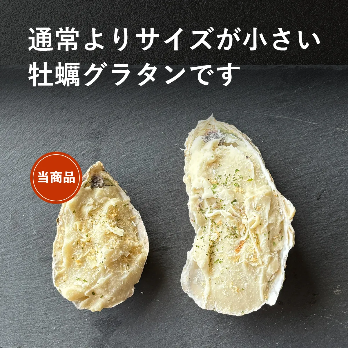 通常よりサイズが小さい牡蠣のグラタンです